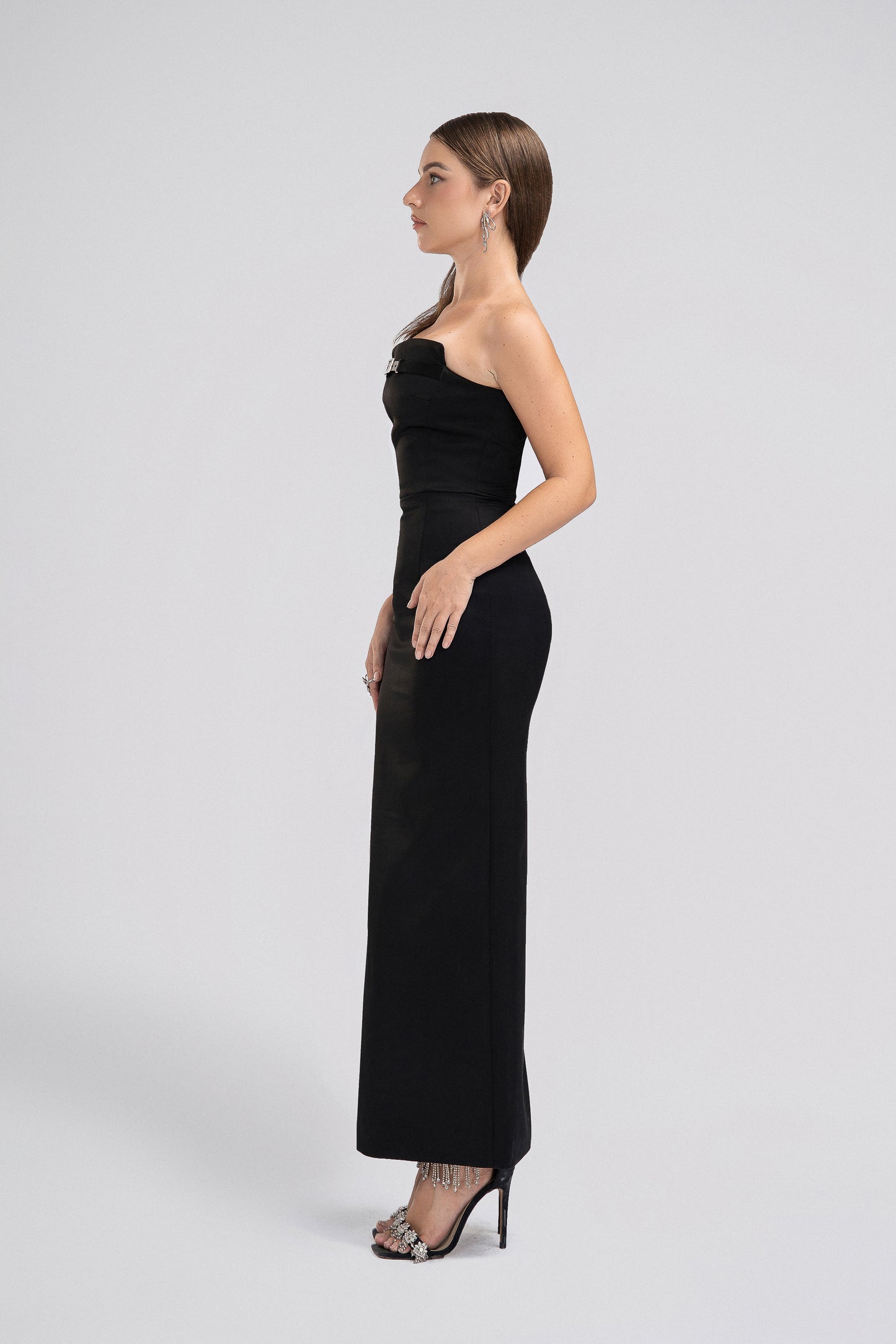 Strapless Petite Maxi Dress in Black