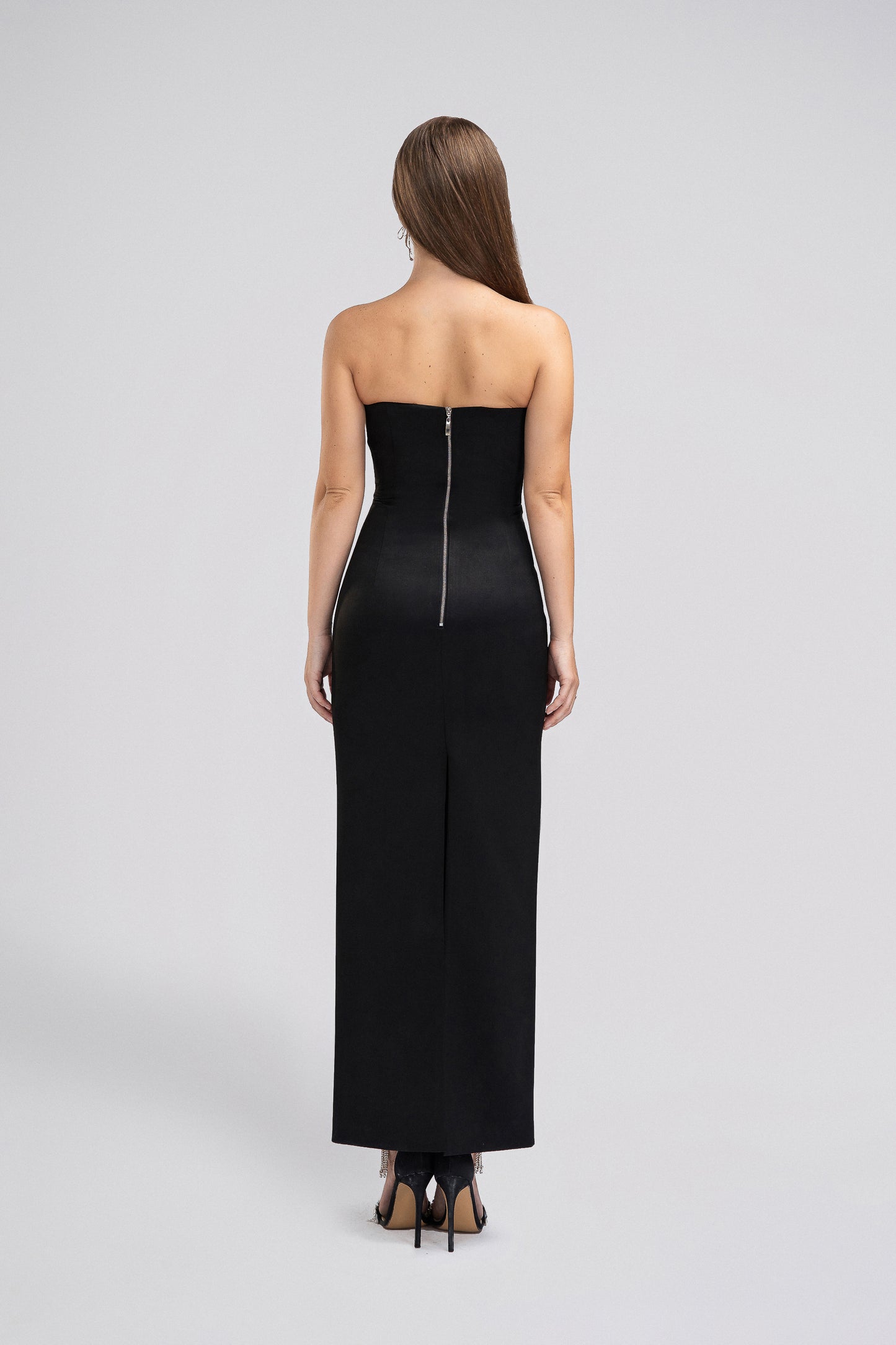 Strapless Petite Maxi Dress in Black