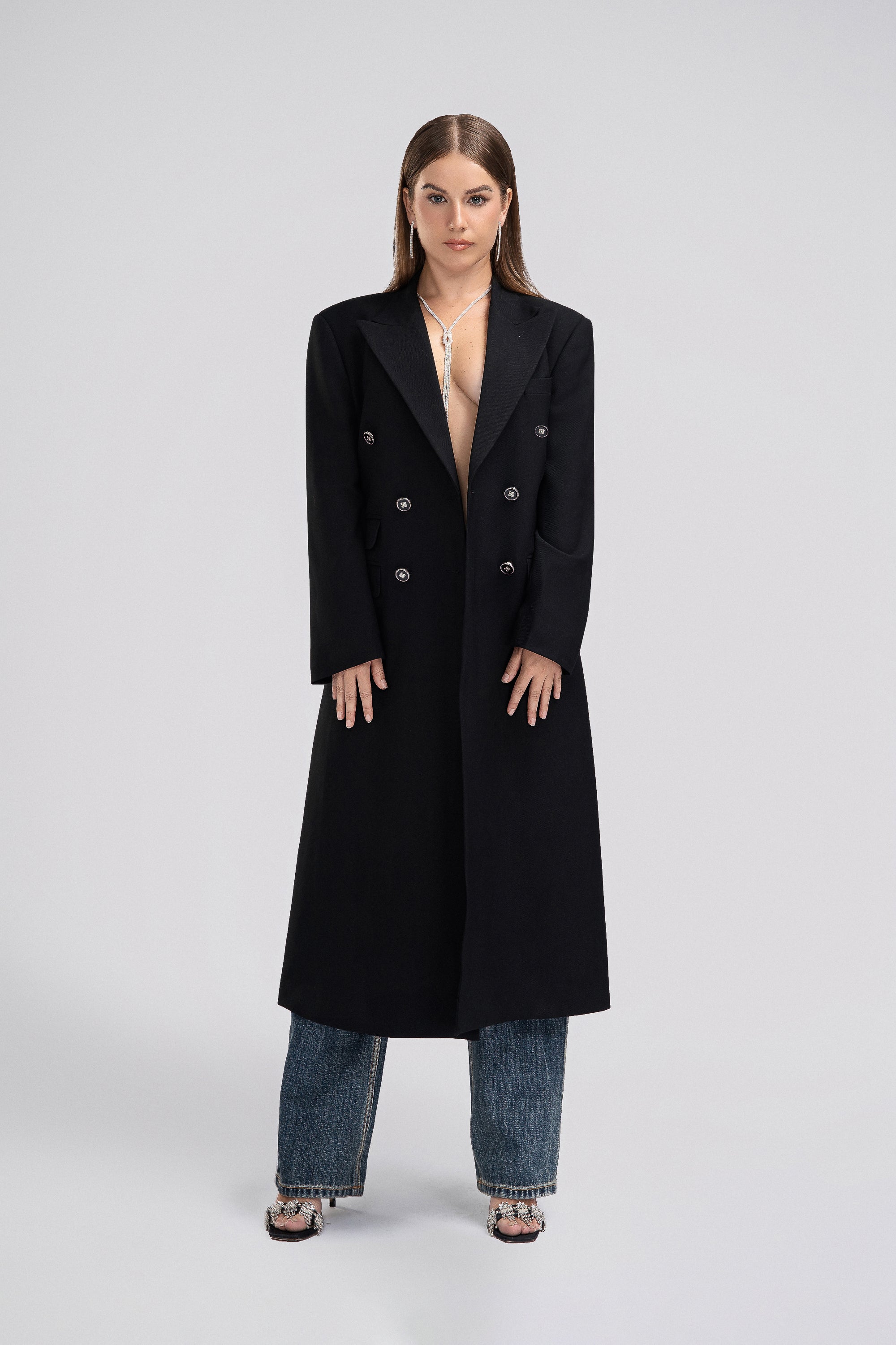 Long black coat petite hotsell