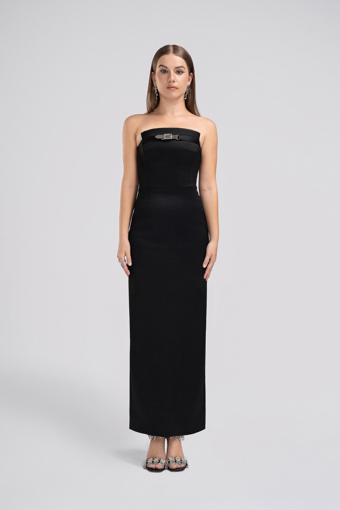 Strapless Petite Maxi Dress in Black